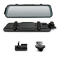 Rearview mirror dashcam with detachable base, plus two external camera modules