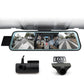 Car dash cam mirror with front camera and rear-view camera modules included