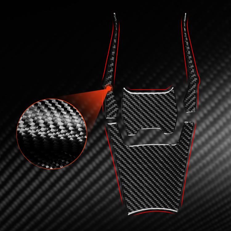 Black carbon-fiber ignition cover stickers with red accent lines (4-piece set)