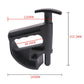 Black tire bead clamp tool with visible dimensions; curved jaw and lever