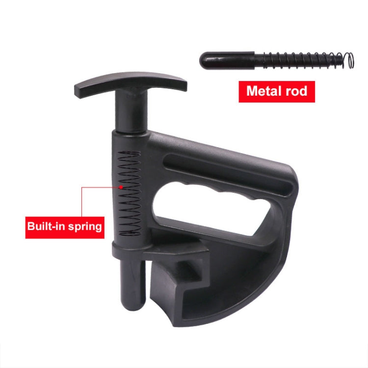 Black tire bead clamp tool with built-in spring and metal rod components