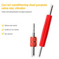 Dual-purpose car valve key vibrator tool with red handle and silver metal tip
