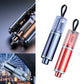 Two mini car safety hammers: one silver with clear head and one red with lanyard