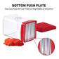Kitchen slicer base with bottom push plate and stainless steel cutting blades