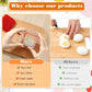 Kitchen slicer with red push plate and clear container on a cutting board