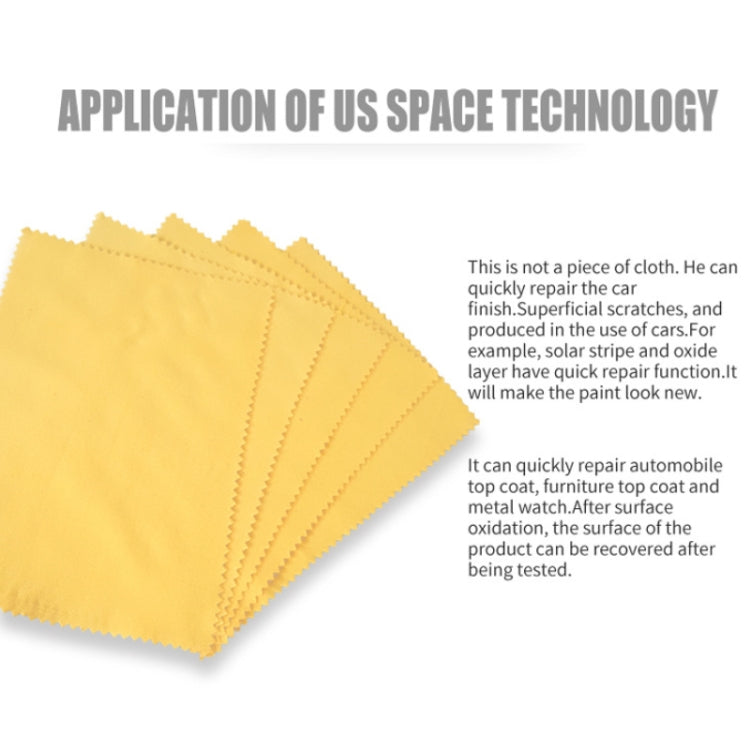Set of folded yellow scratch repair cloths with zigzag edges