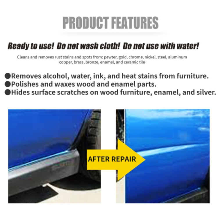 Yellow car scratch repair cloth with serrated edge detail