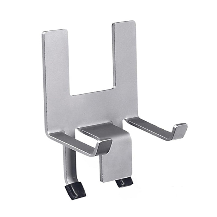 Stainless steel pot lid holder with U-shaped clips and black silicone gasket pads