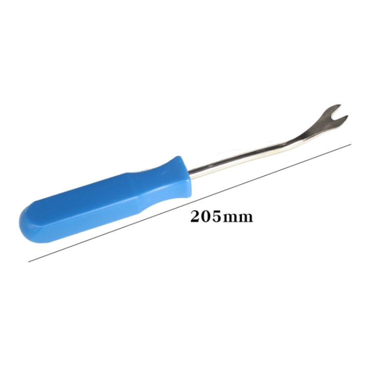 Car door panel removal tool, 205mm metal pry fork with blue handle