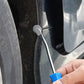 Blue-handled car door panel removal tool prying between door and panel