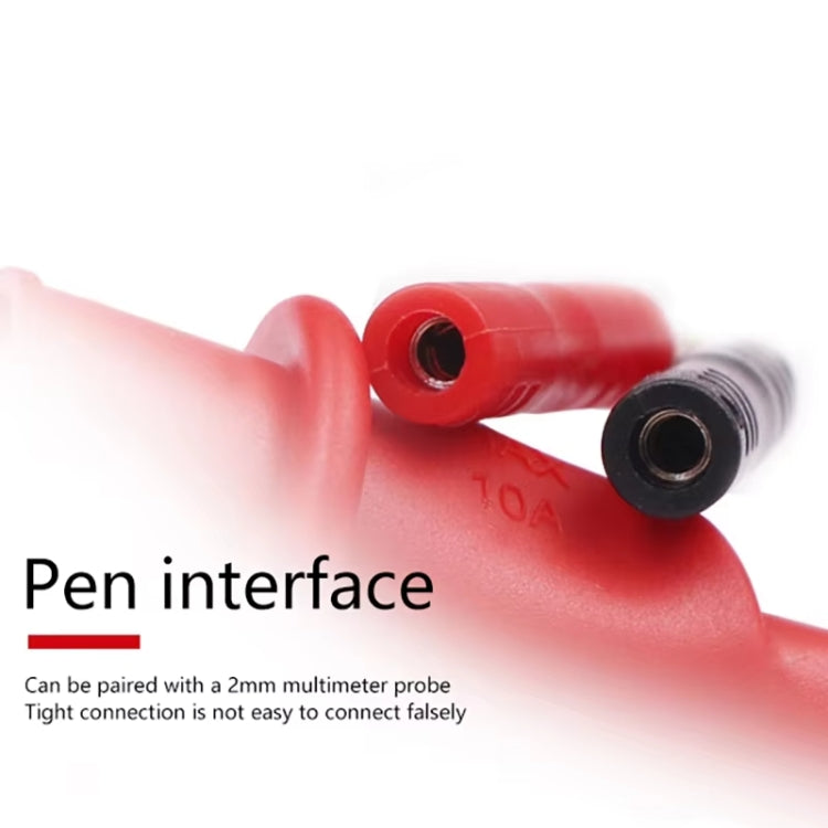 Red and black multimeter probe connectors with pen-style interface ports