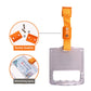 Bus pull ring handle with orange strap, clear plate, and mounting screws
