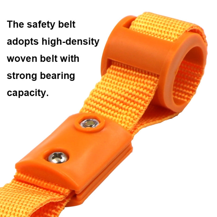 Orange pull ring strap end with clear holder and metal fasteners