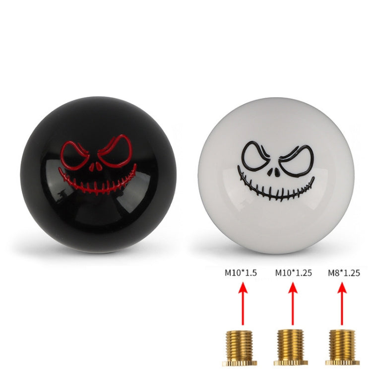 Black and white spherical shift knobs with ghost face; includes threaded inserts