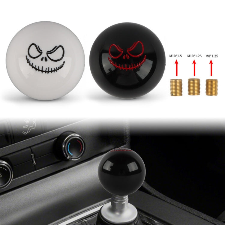 White and black spherical shift knobs with ghost face; includes threaded adapters