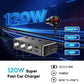 Car fast charging hub with cable and LED numeric voltage display