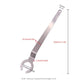 Silver engine tensioner wrench with measured dimensions and forked adjustment end