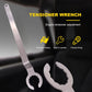 Silver engine tensioner wrench showing forked end for secure turning