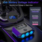 Car charger voltage monitor splitter showing 12.8V on the LED screen