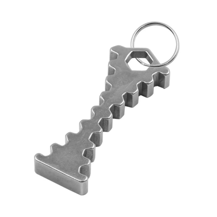 Steel camshaft gear timing tool with hanging ring and toothed profile, silver finish