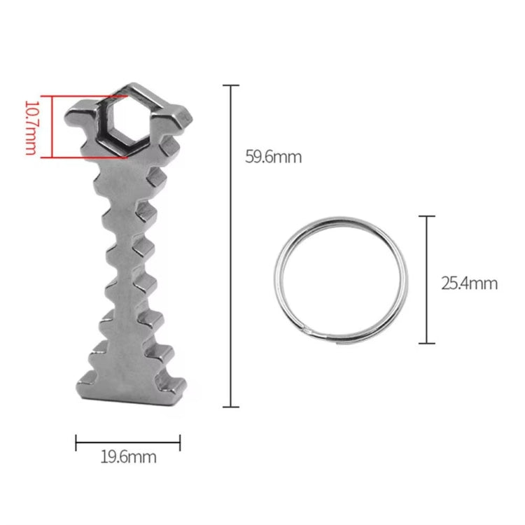 Camshaft timing tool with hex opening end, toothed bar, and metal hanging ring