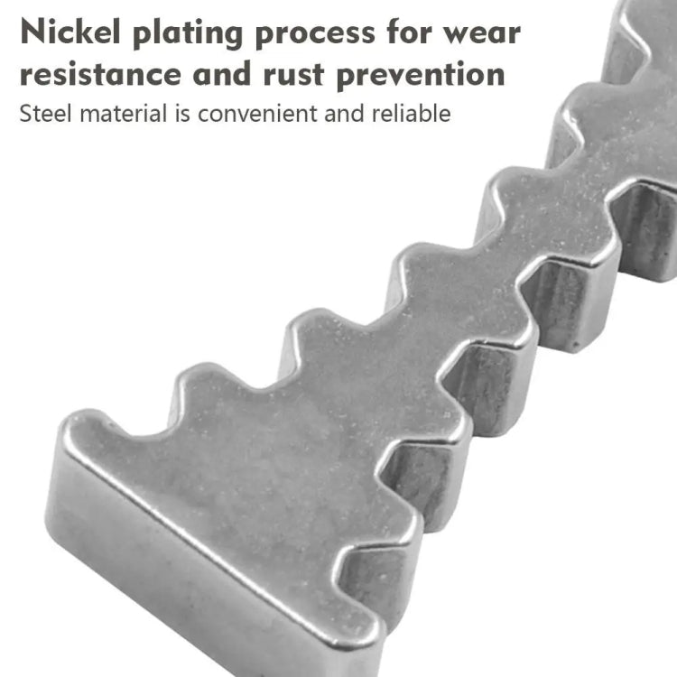 Camshaft timing tool bar with stepped teeth, silver steel finish