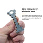Camshaft timing tool held in hand, silver toothed profile with hex opening end