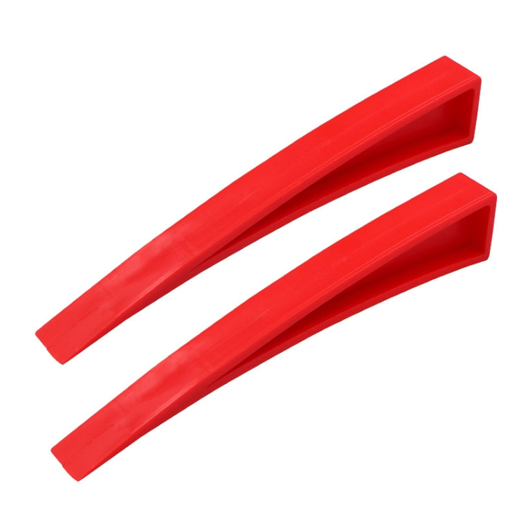 Red plastic car dent repair support clip, long wedge-shaped tool
