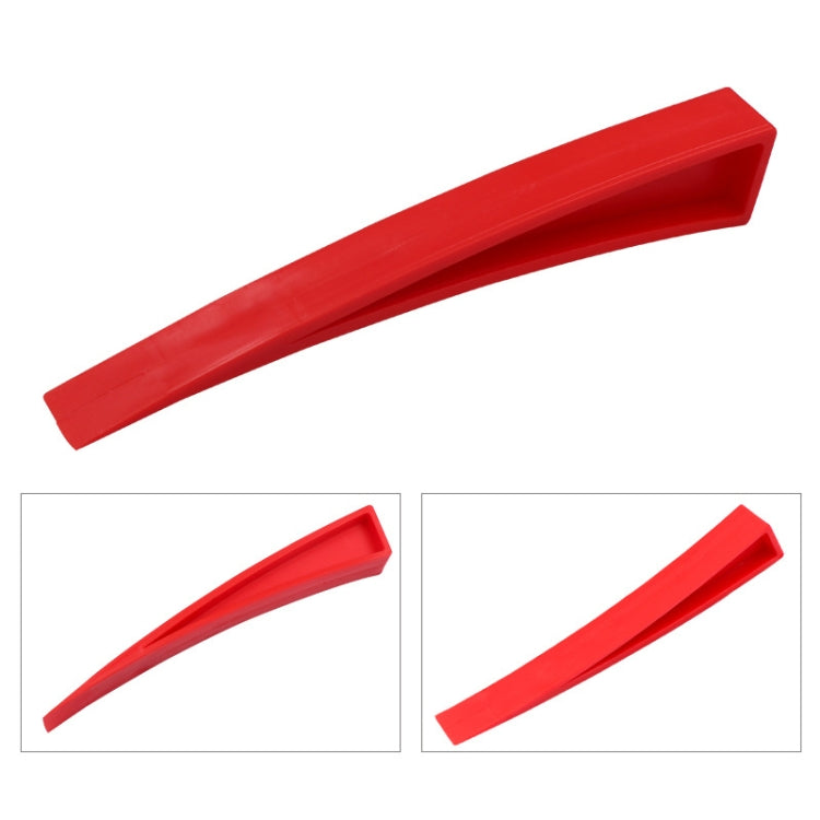 Red plastic dent repair support clip set shown from multiple angles