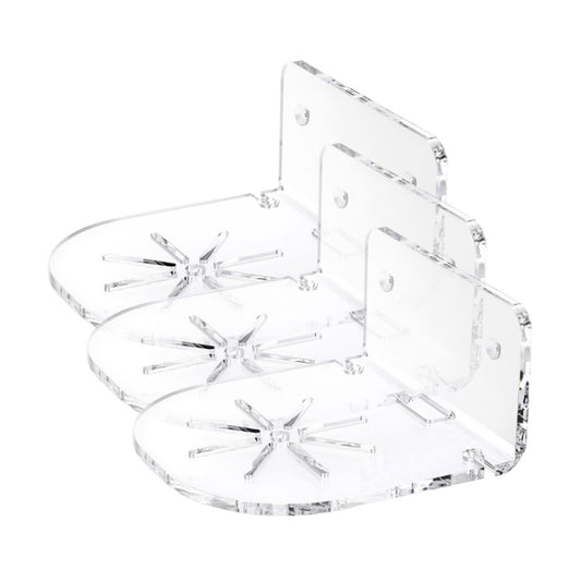 Acrylic wall mount bracket set with layered transparent plates and screws