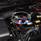 Air flow meter intake tube with red cone air filter and flange, silver