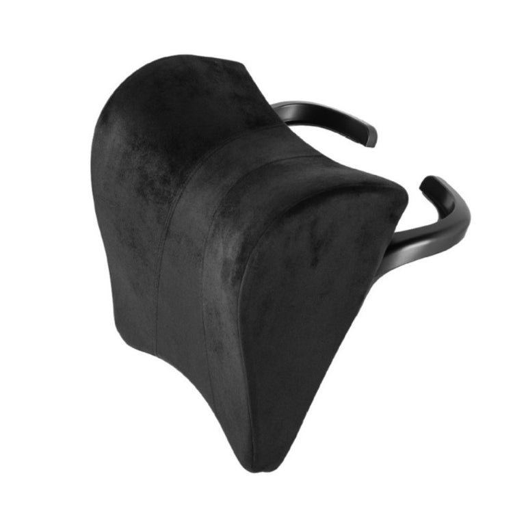 Memory foam car headrest cover, black contoured shape with side gripping handles