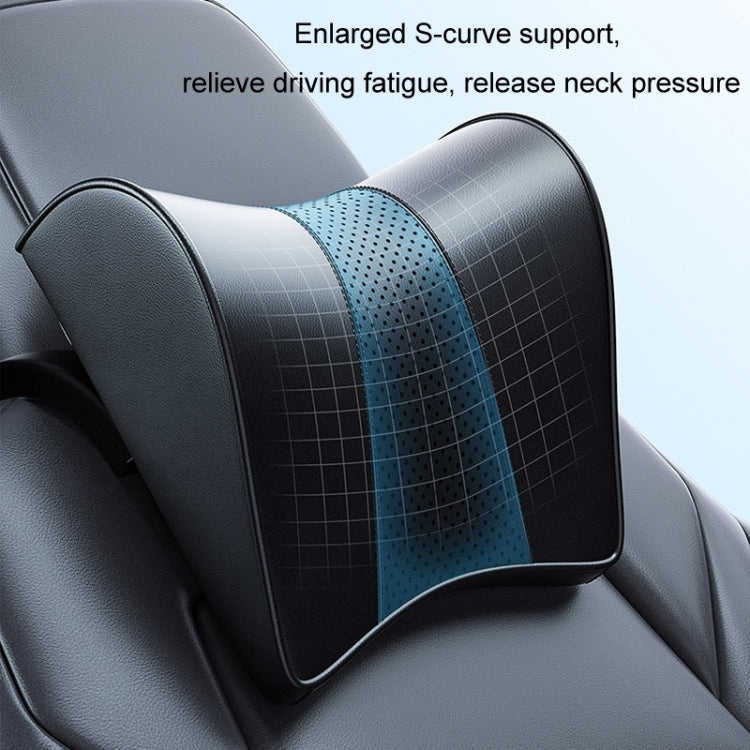 Memory foam headrest cushion, black with perforated center panel and curved support