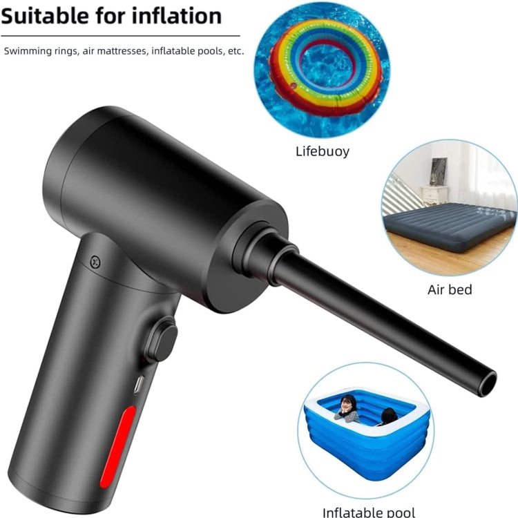Wireless handheld vacuum air pump with long nozzle for inflating small items