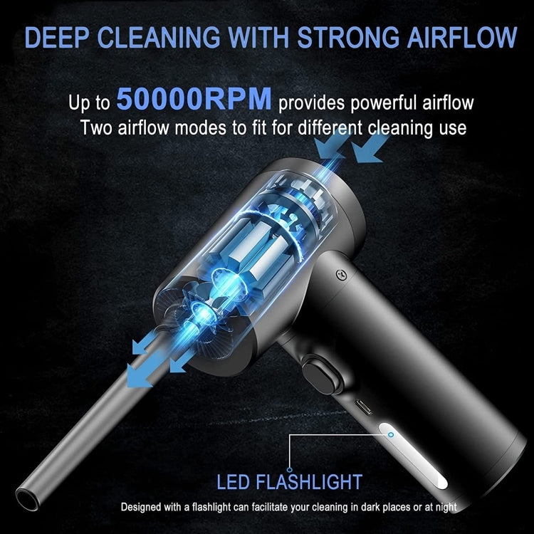 Wireless handheld vacuum air pump with extended nozzle and LED flashlight