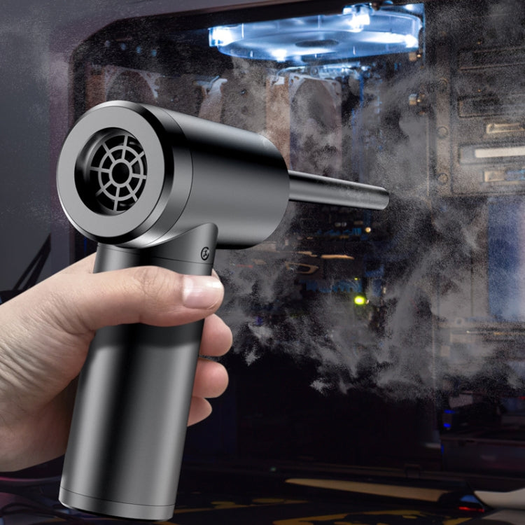 Wireless handheld vacuum air pump used to blow dust from equipment with nozzle