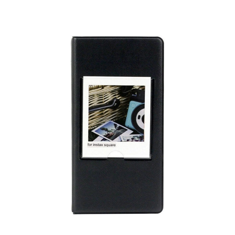 Black photo album with a square photo insert window