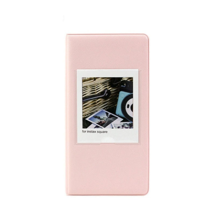 Pink photo album with a square photo insert window