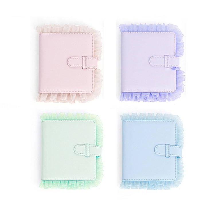 Four lace photo album colors: pink, purple, green, and blue
