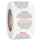 Round self-adhesive warning label sticker roll, curled strip with red WARNING text