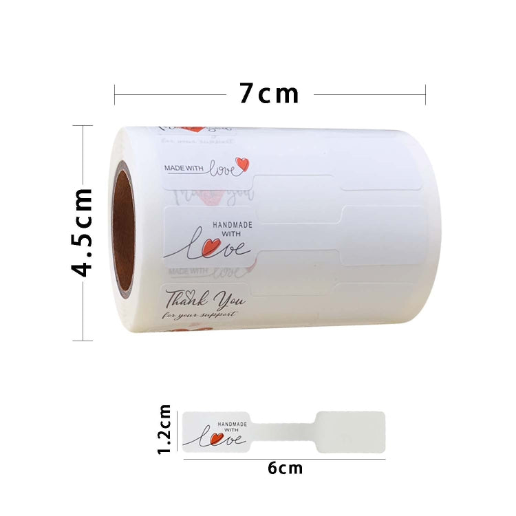 Size chart for thank you sticker roll (7 cm wide, 4.5 cm diameter)