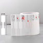 Roll of thank you stickers with red hearts, white label strips