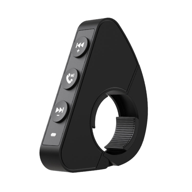 Black motorcycle handlebar Bluetooth control remote with call, volume, and track buttons