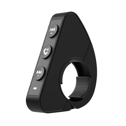 Black motorcycle handlebar Bluetooth control remote with call, volume, and track buttons