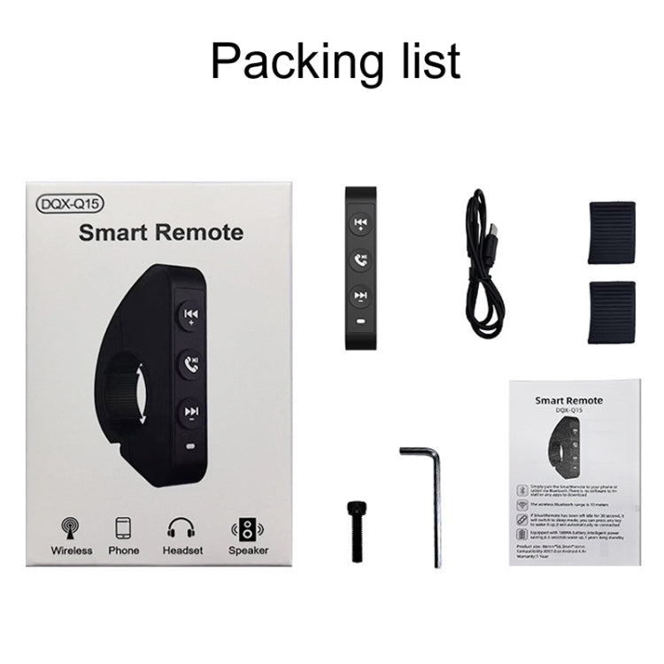 Black wireless motorcycle handlebar Bluetooth remote control with media buttons