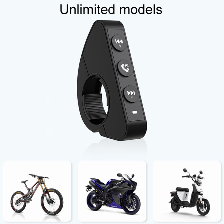 Compact black handlebar Bluetooth remote controller with clamp and side button strip