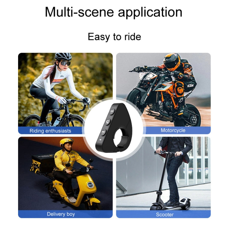 Black motorcycle handlebar remote controller with clamp opening and action buttons