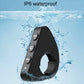 Black water-resistant motorcycle Bluetooth remote with side buttons and handlebar clamp
