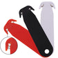 Unboxing film cutting knife set in black, red, and white double-edged handles
