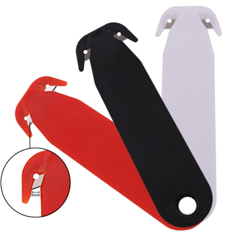 Unboxing film cutting knife set in black, red, and white double-edged handles
